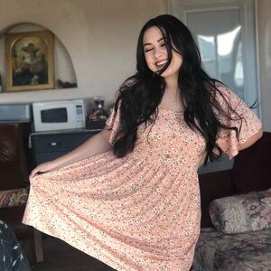 Buttery Soft Pink Floral Midi Dress